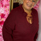 Trui Cozy Ruffle Bordeaux Size Maat 46 t/m 50