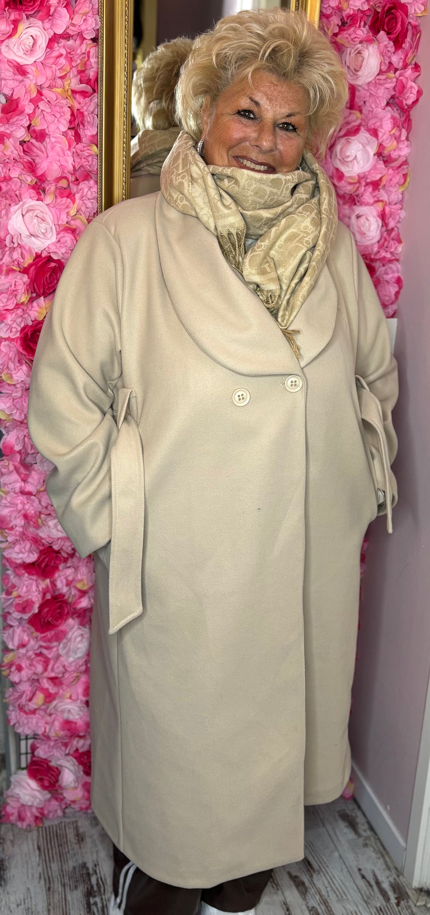 Jas Mantel Creme Plus Size Maat 50 t/m 54