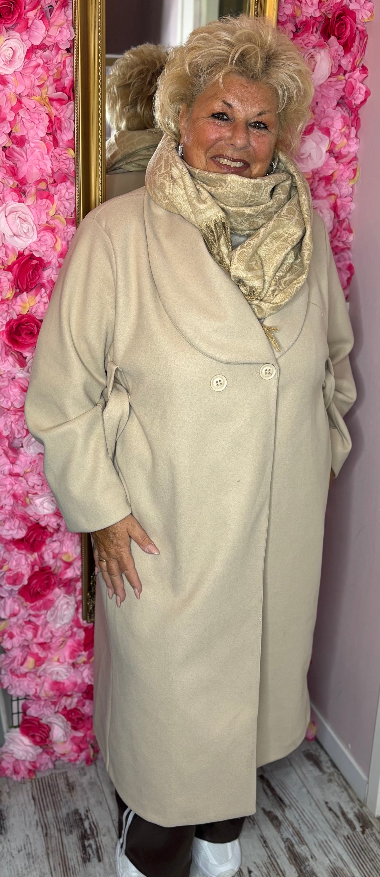 Jas Mantel Creme Plus Size Maat 50 t/m 54