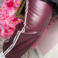 Broek Straight Stripe Leather Look Bordeaux Plus Size Maat 46 t/m 52