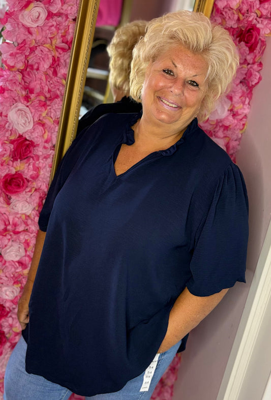 Blouse Fay Donker Blauw Plus Size maat 48 t/m 54