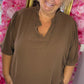 Blouse Fay Bruin Plus Size maat 48 t/m 54