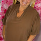 Blouse Fay Bruin Plus Size maat 48 t/m 54