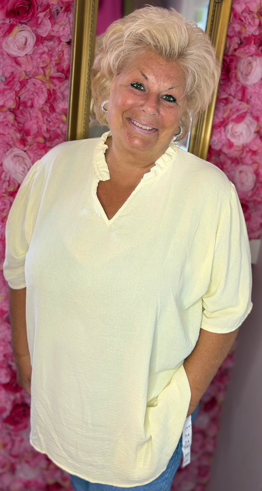Blouse Fay Geel Plus Size maat 48 t/m 54
