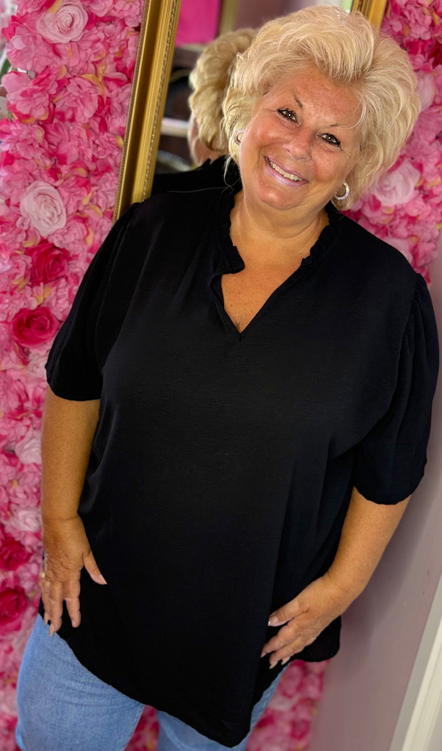 Blouse Fay Zwart Plus Size maat 48 t/m 54