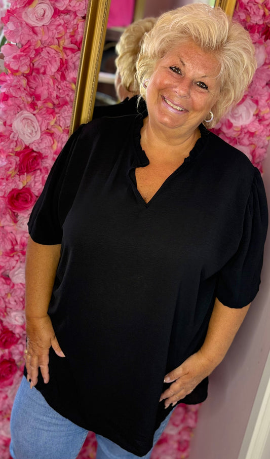Blouse Fay Zwart Plus Size maat 48 t/m 54