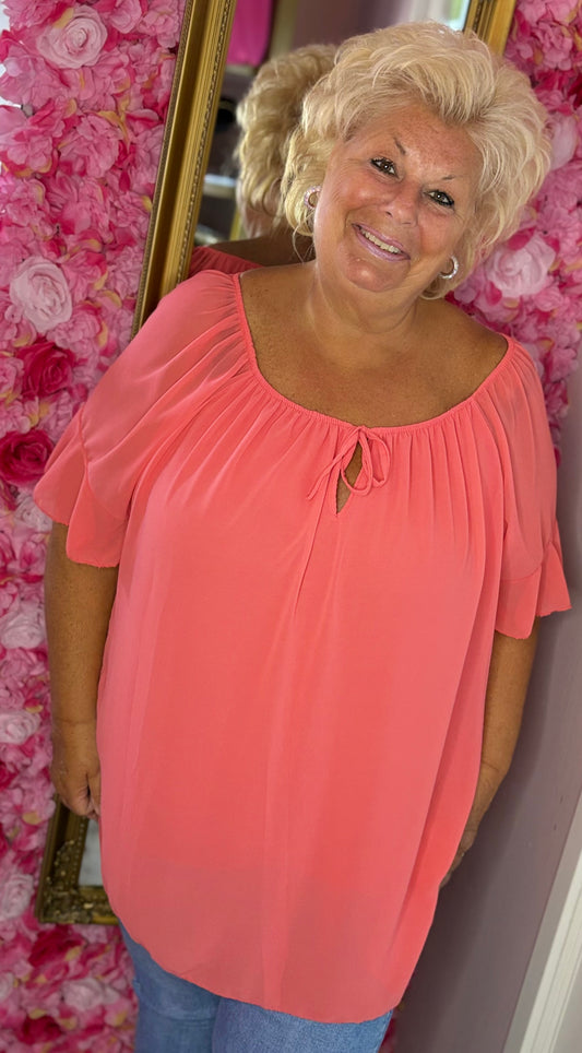 Blouse Sam Koraal Plus Size maat 46 t/m 52