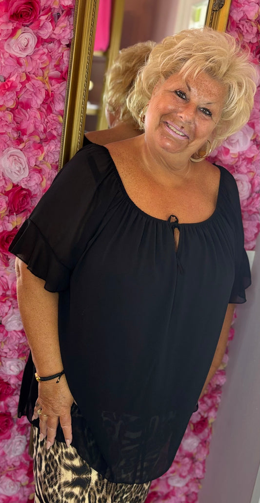 Blouse Sam Zwart Plus Size maat 46 t/m 52