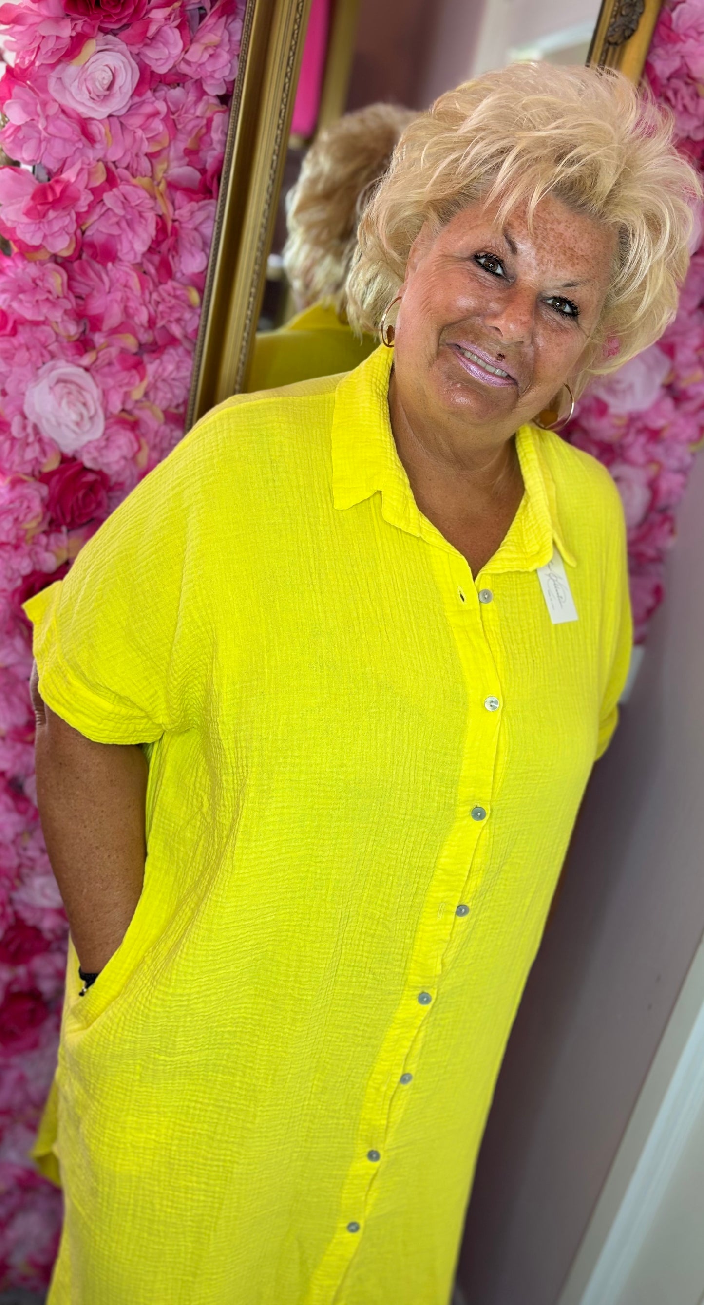 Jurk Door Geel Plus Size Maat 48 t/m 54
