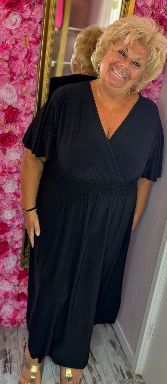 Lange Jurk Debby Travel Zwart Maat 48 t/m 54-56