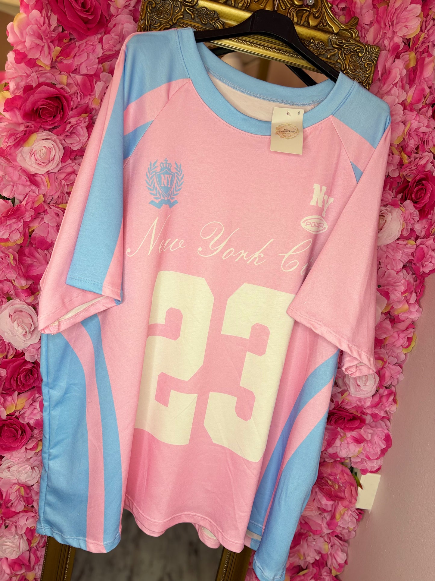 T-shirt New York Roze Plus Size Maat 48 t/m 54
