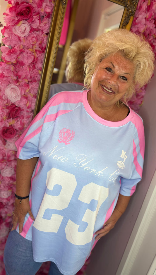 T-shirt New York Blauw Plus Size Maat 48 t/m 54