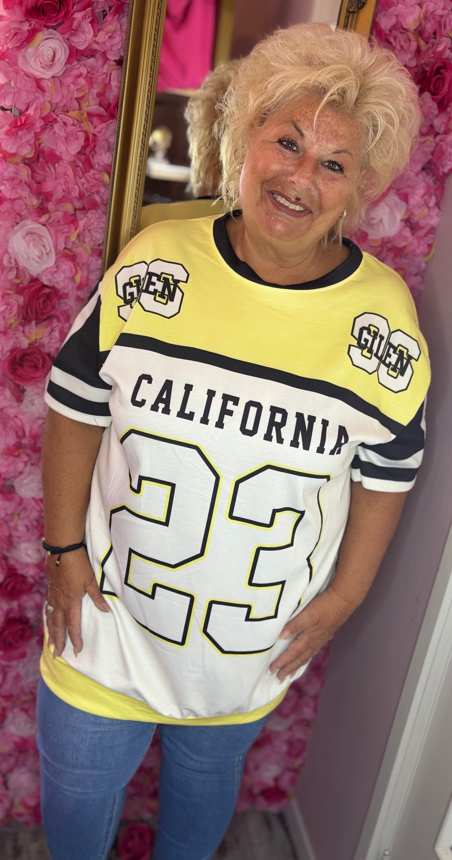 Lang T-shirt/Jurk Cali 23 Geel Maat 48 t/m 54