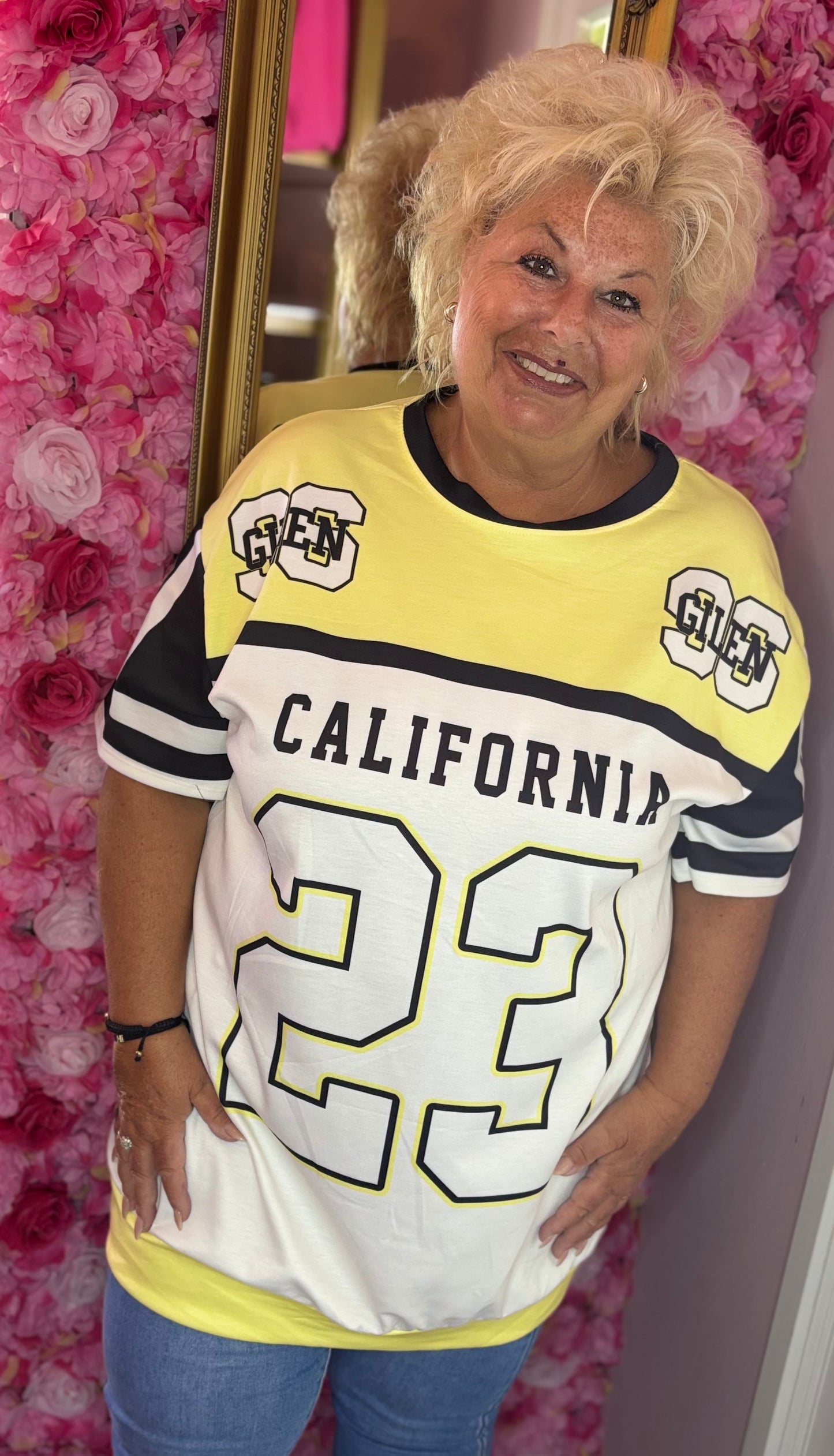 Lang T-shirt/Jurk Cali 23 Geel Maat 48 t/m 54
