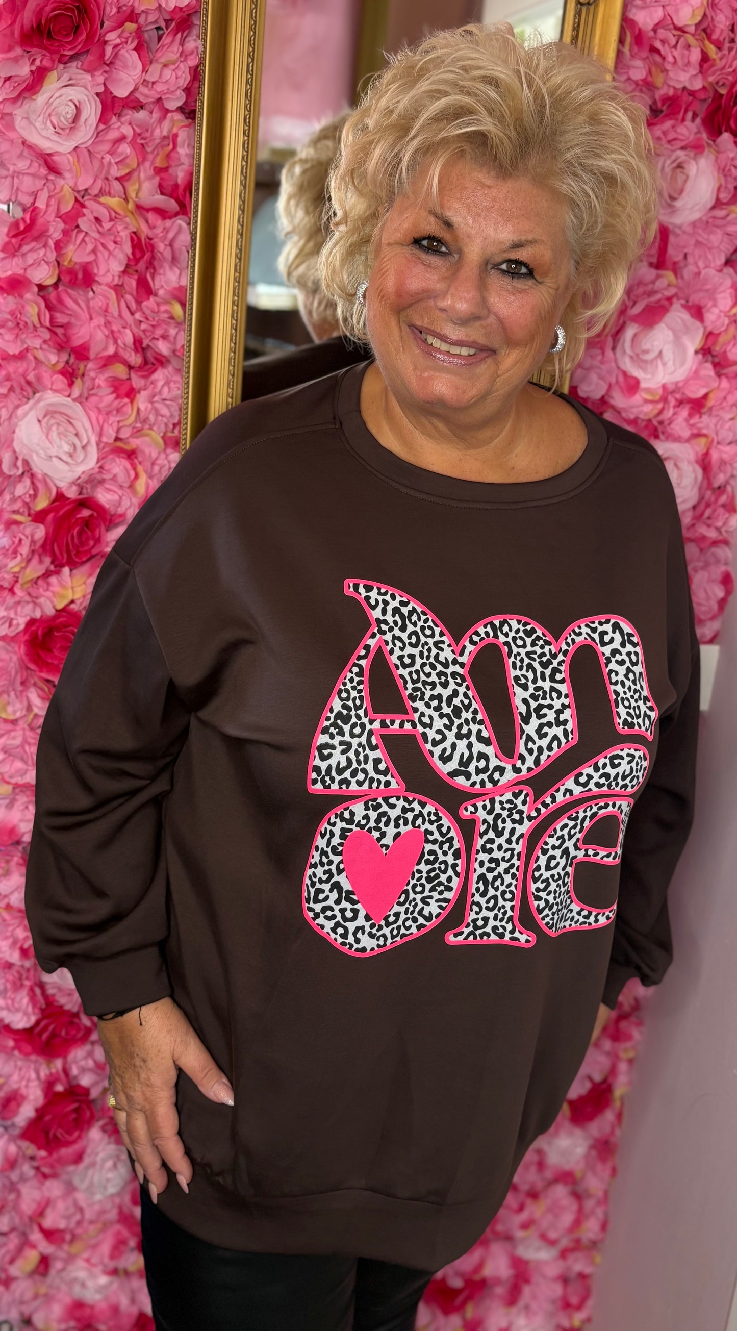 Sweater Amour Bruin Plus Size Maat 48 t/m 54