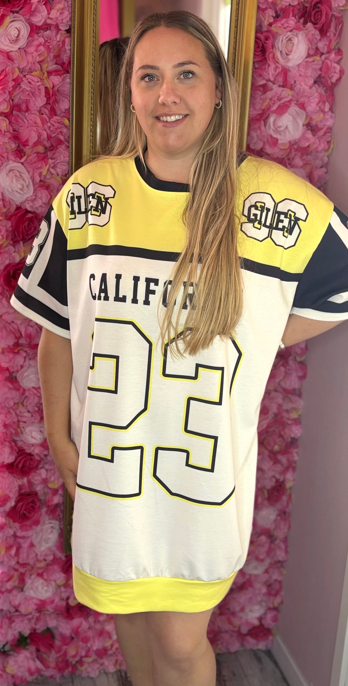 Lang T-shirt/Jurk Cali 23 Geel Maat 48 t/m 54