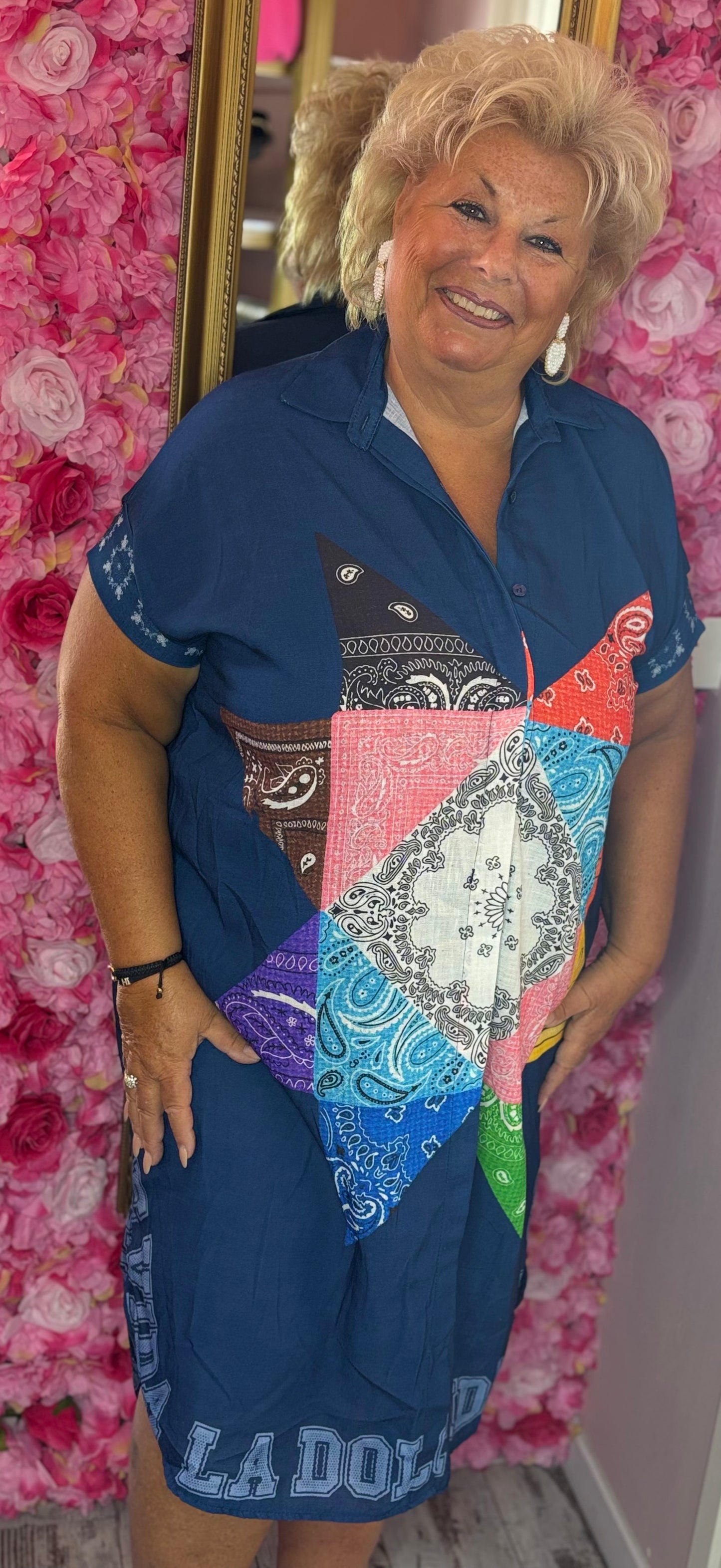 Jurk La Dolce Donker Blauw Plus Size Maat 48 t/m 54