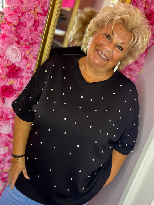 T-shirt Bling Zwart Plus Size Maat 48 t/m 54