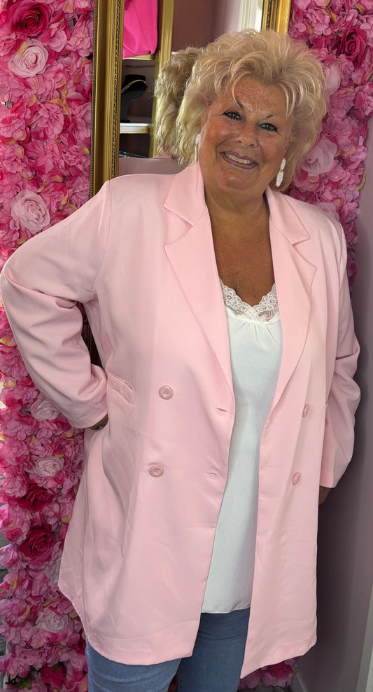 Colbert Lang Licht Roze Plus size Maat 50 t/m 58