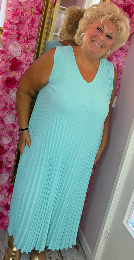 Jurk Plisse Mint Plus Size Maat 44 t/m 50-52