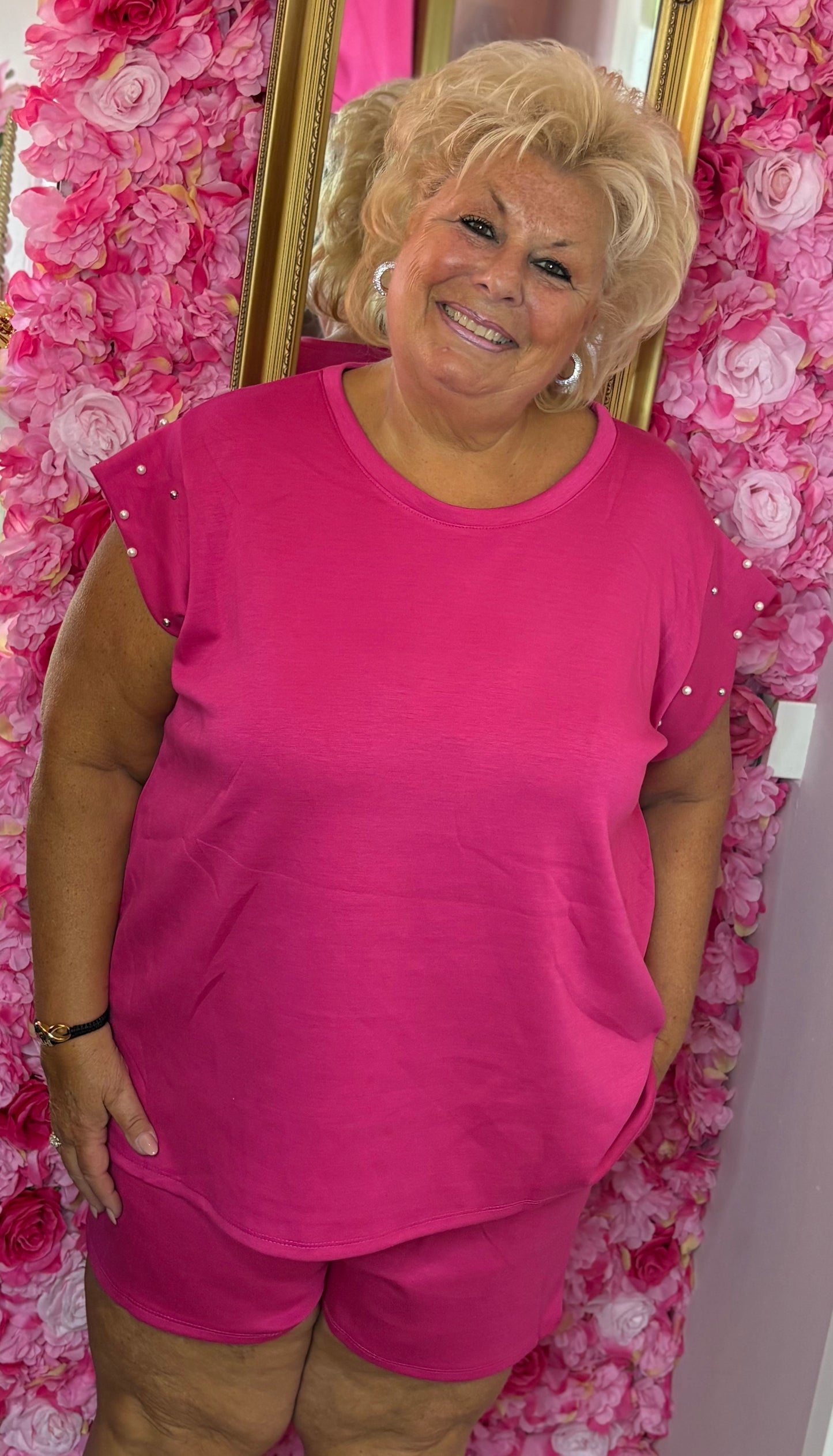 Comfy Set Parel Korte Broek Fuchsia Plus Size maat 48 t/m 54