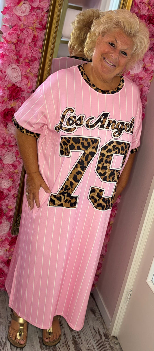 Lange Jurk Angel 79 Roze Maat 48 t/m 54-56