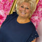 Comfy Set Parel Korte Broek Donker Blauw Plus Size maat 48 t/m 54