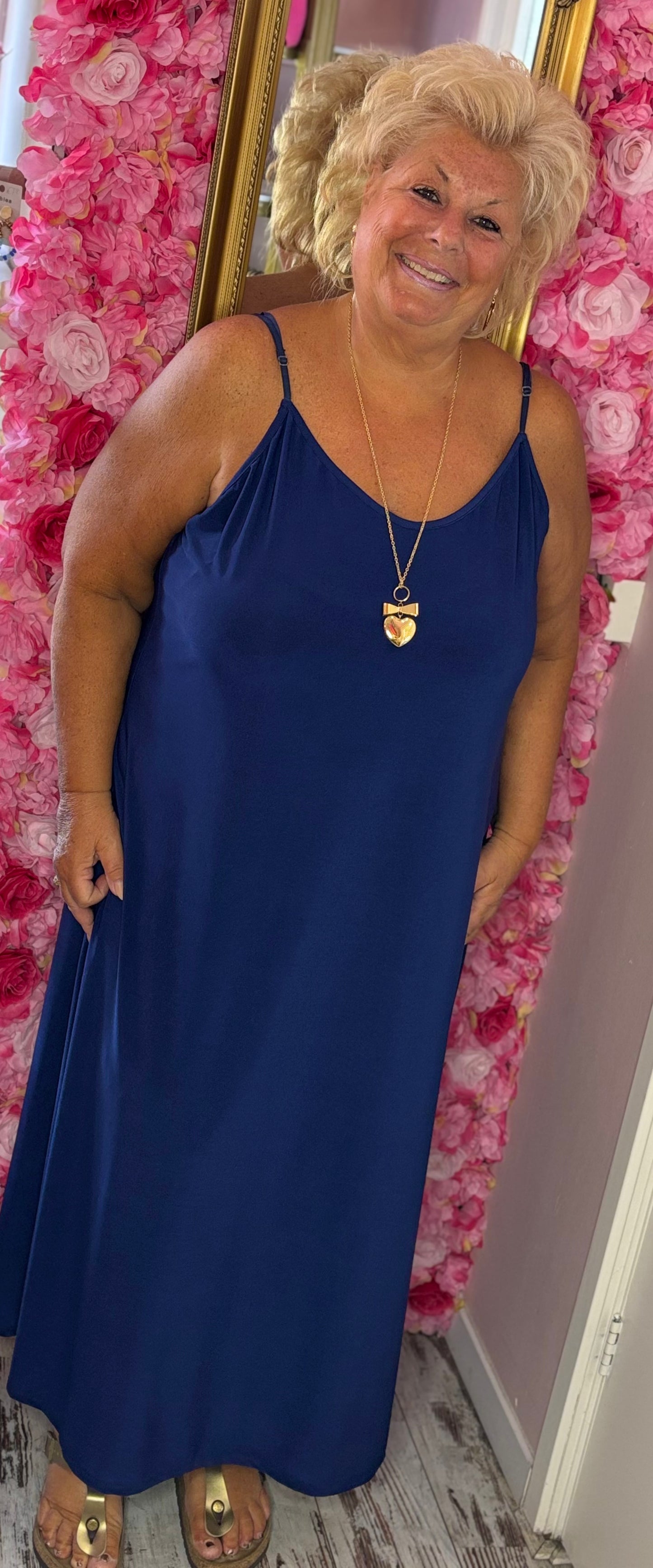 Lange Jurk Holiday Donker Blauw Plus Size Maat 48 t/m 54
