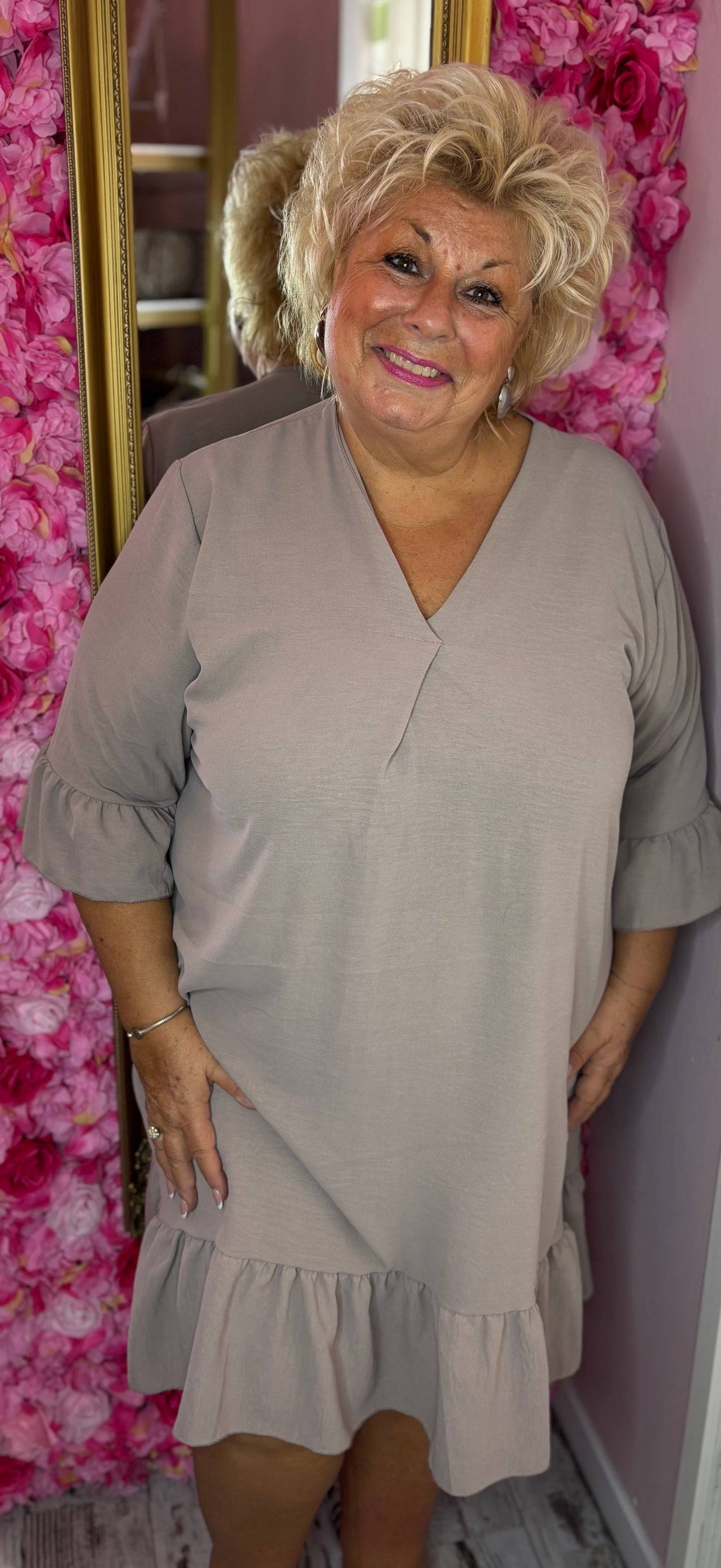 Tuniek An Taupe Plus Size maat 46 t/m 54