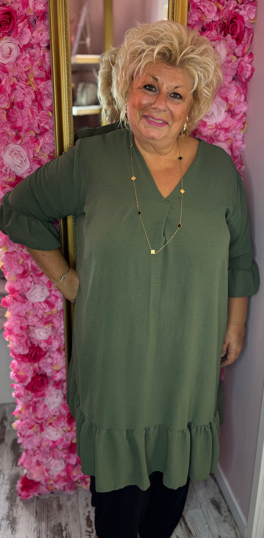 Tuniek An Leger Groen Plus Size maat 46 t/m 54