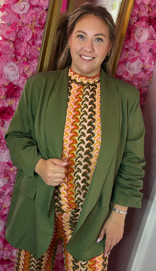 Blazer Basic Leger Groen Plus Size Maat 44 t/m 50