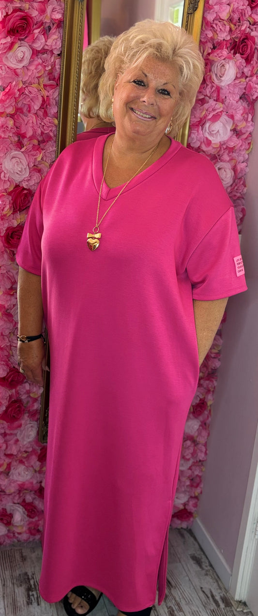 Lange Jurk Perfect Fuchsia Maat 48 t/m 54-56