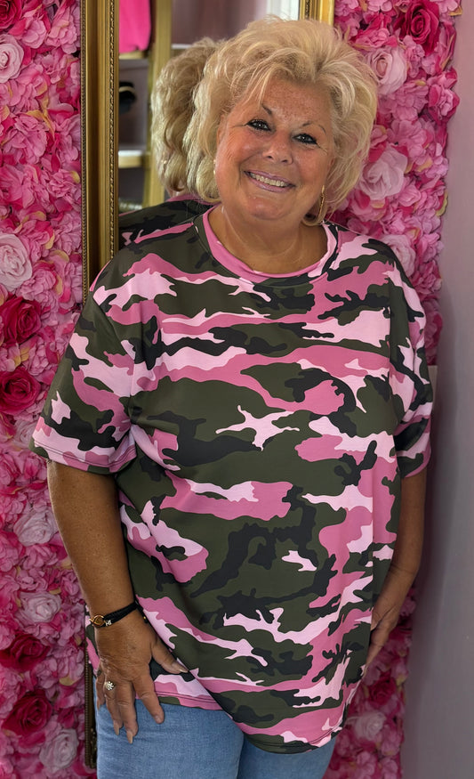 T-shirt Armi Roze Plus Size Maat 48 t/m 54