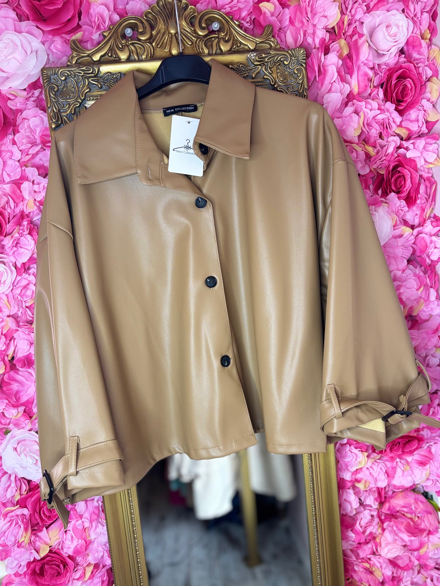 Leather Look Jas Chanel Camel Plus Size Maat 44 t/m 52