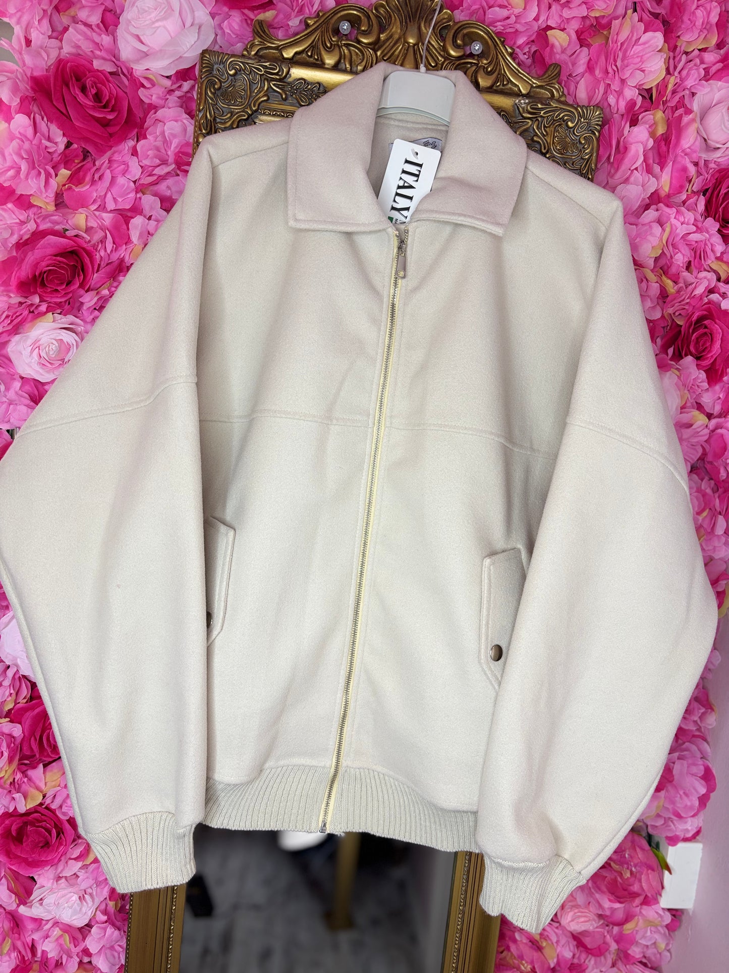 Bomber Jas Soft Beige Plus Size tot Maat 48 (dicht)