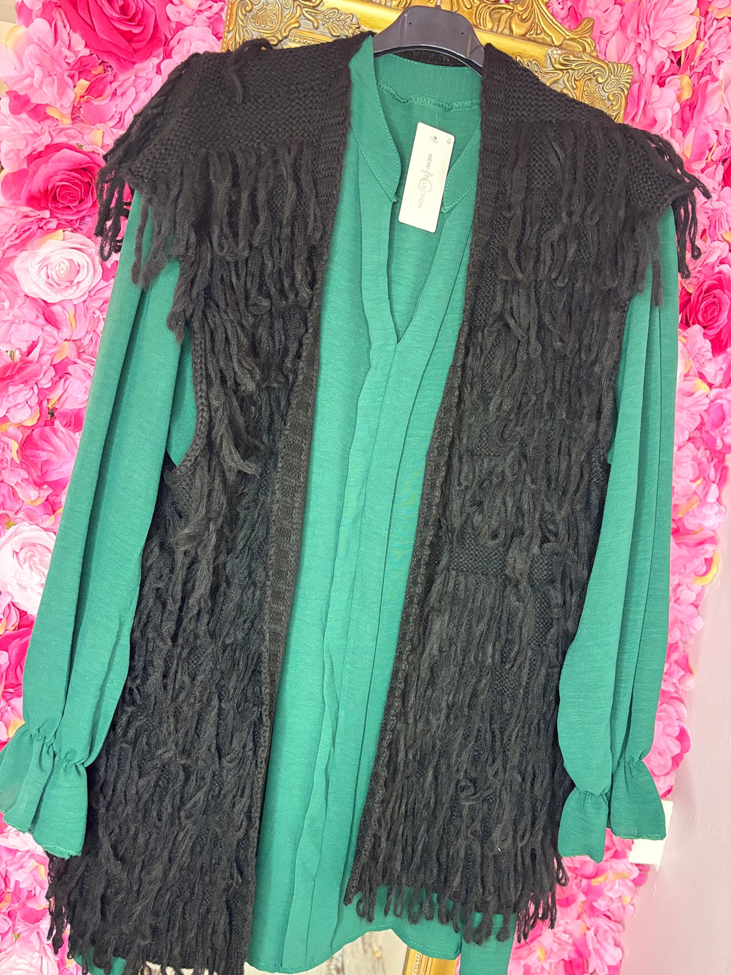 Mouwloos Vest Fluff Zwart Plus size Maat 44 t/m 52-54