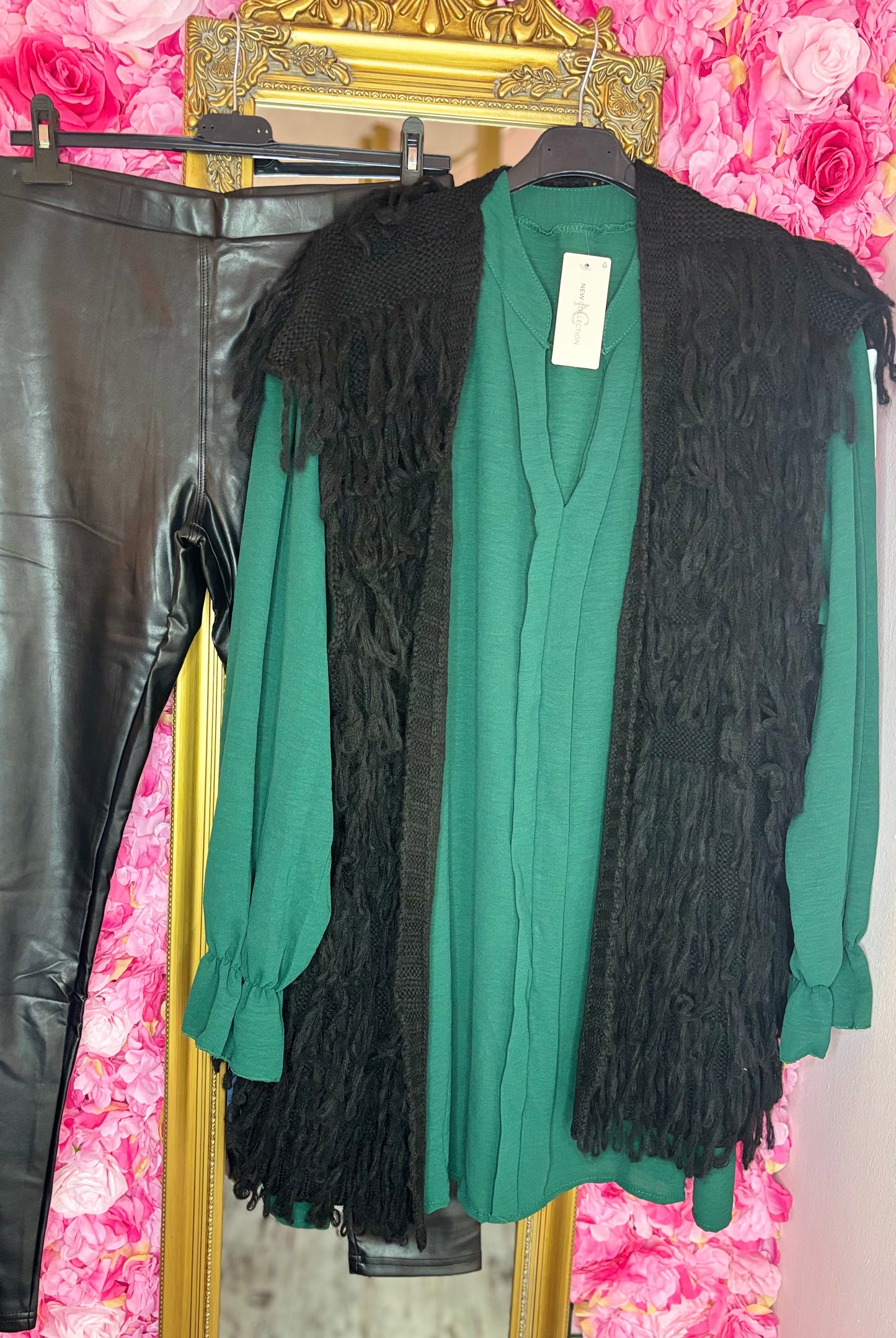 Mouwloos Vest Fluff Zwart Plus size Maat 44 t/m 52-54