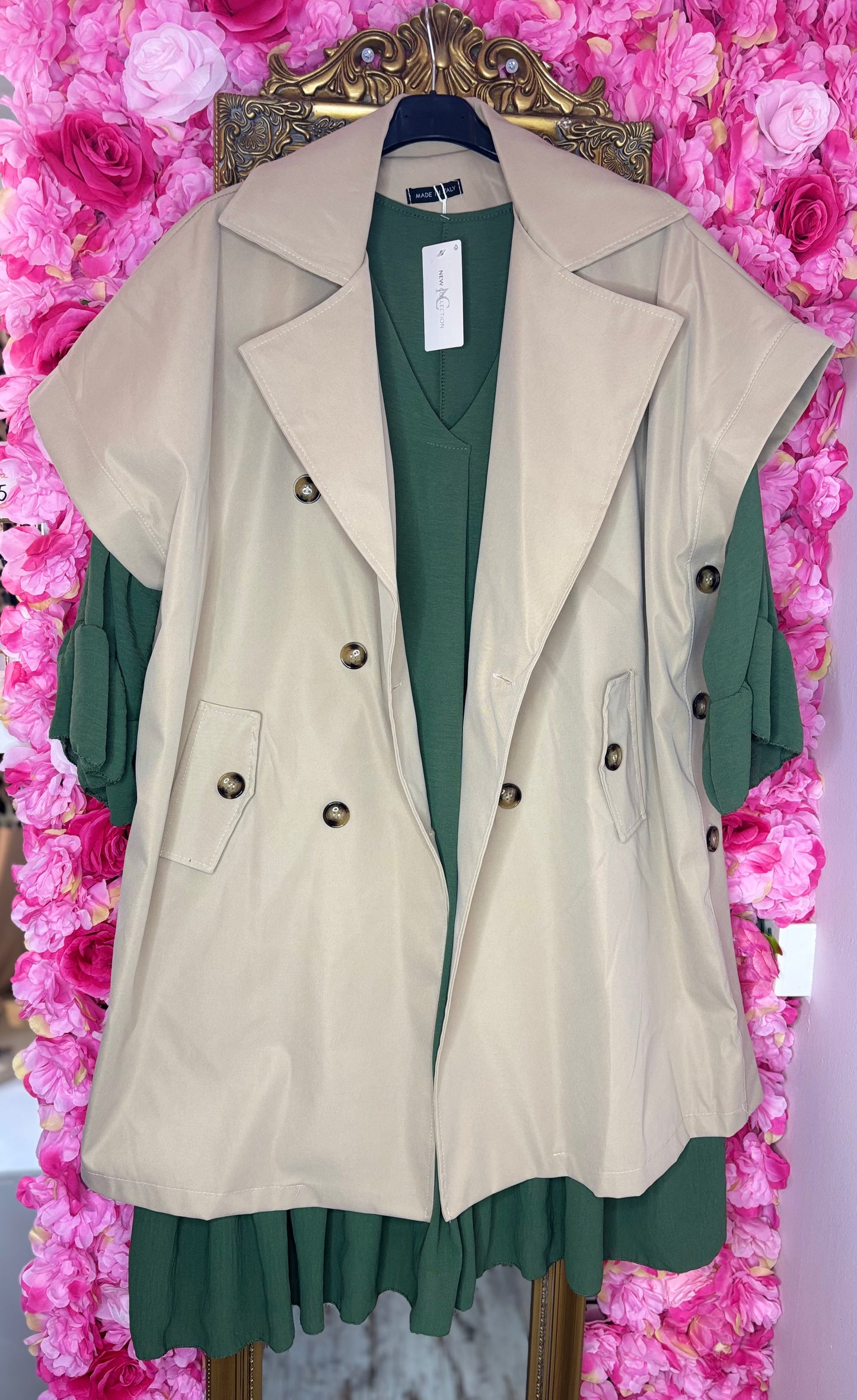 Gilet Cargo Long Beige Plus Size Maat 44 t/m 52