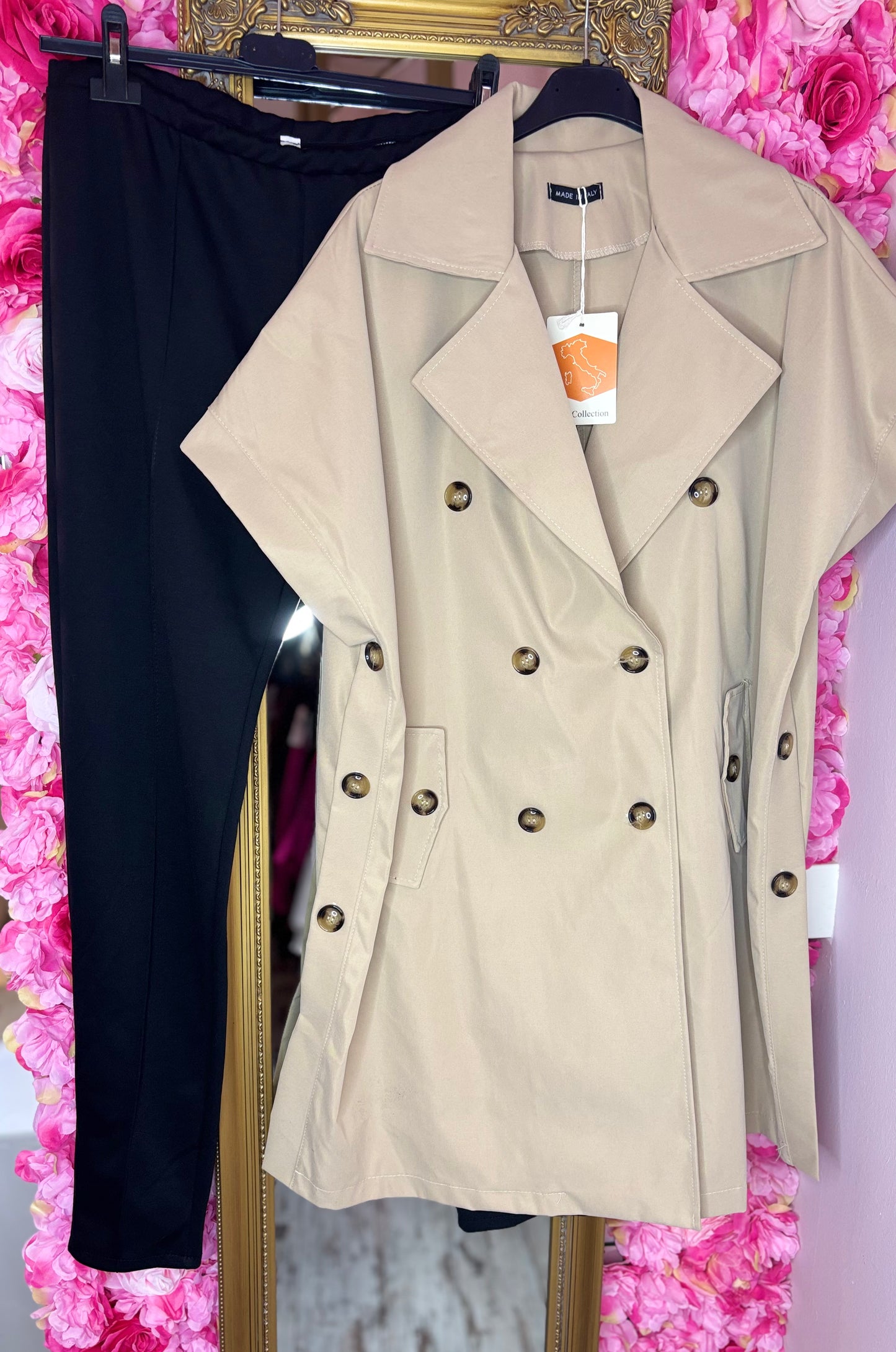 Gilet Cargo Long Beige Plus Size Maat 44 t/m 52