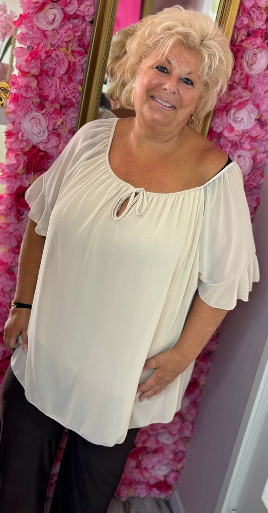 Blouse Sam Beige Plus Size maat 46 t/m 52