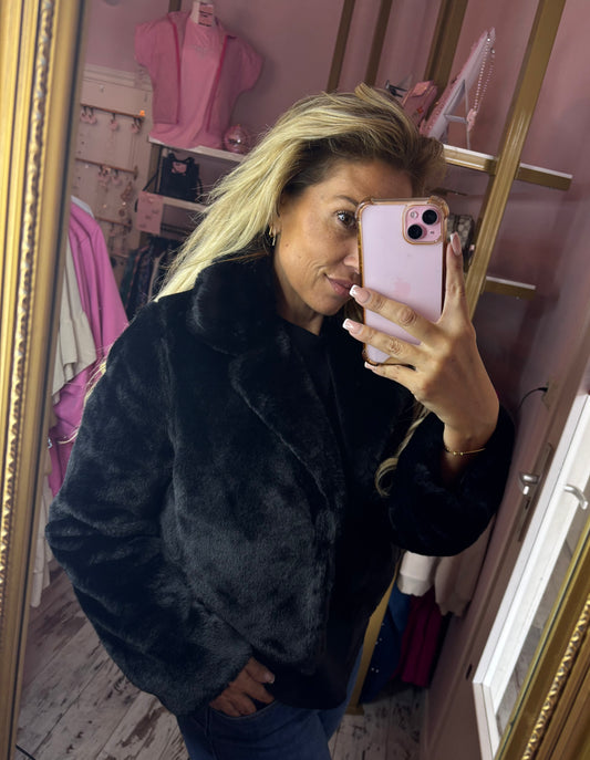 Fake fur Jas Zwart