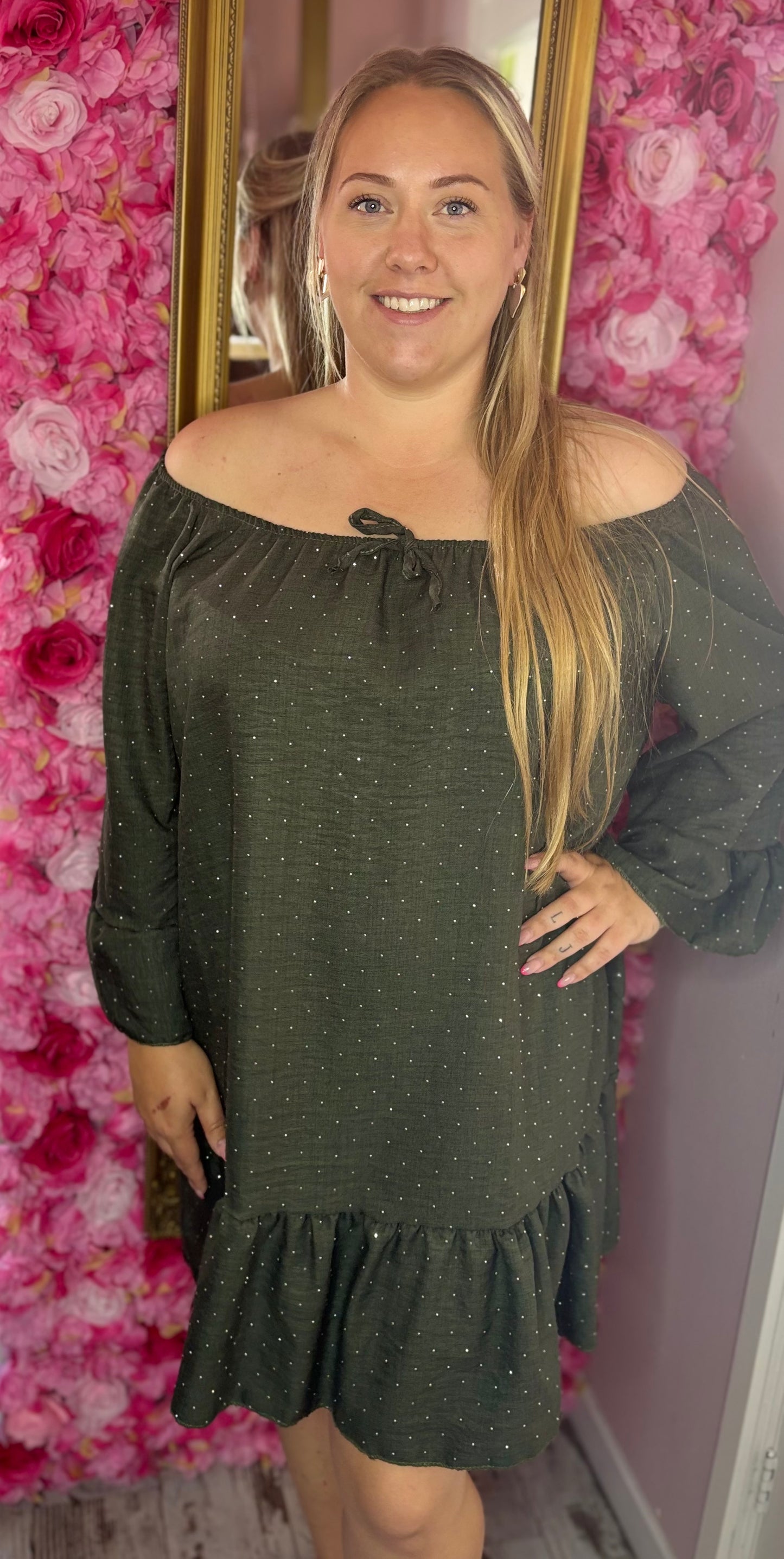Tuniek Glamour Leger Groen Plus Size maat 46 t/m 54
