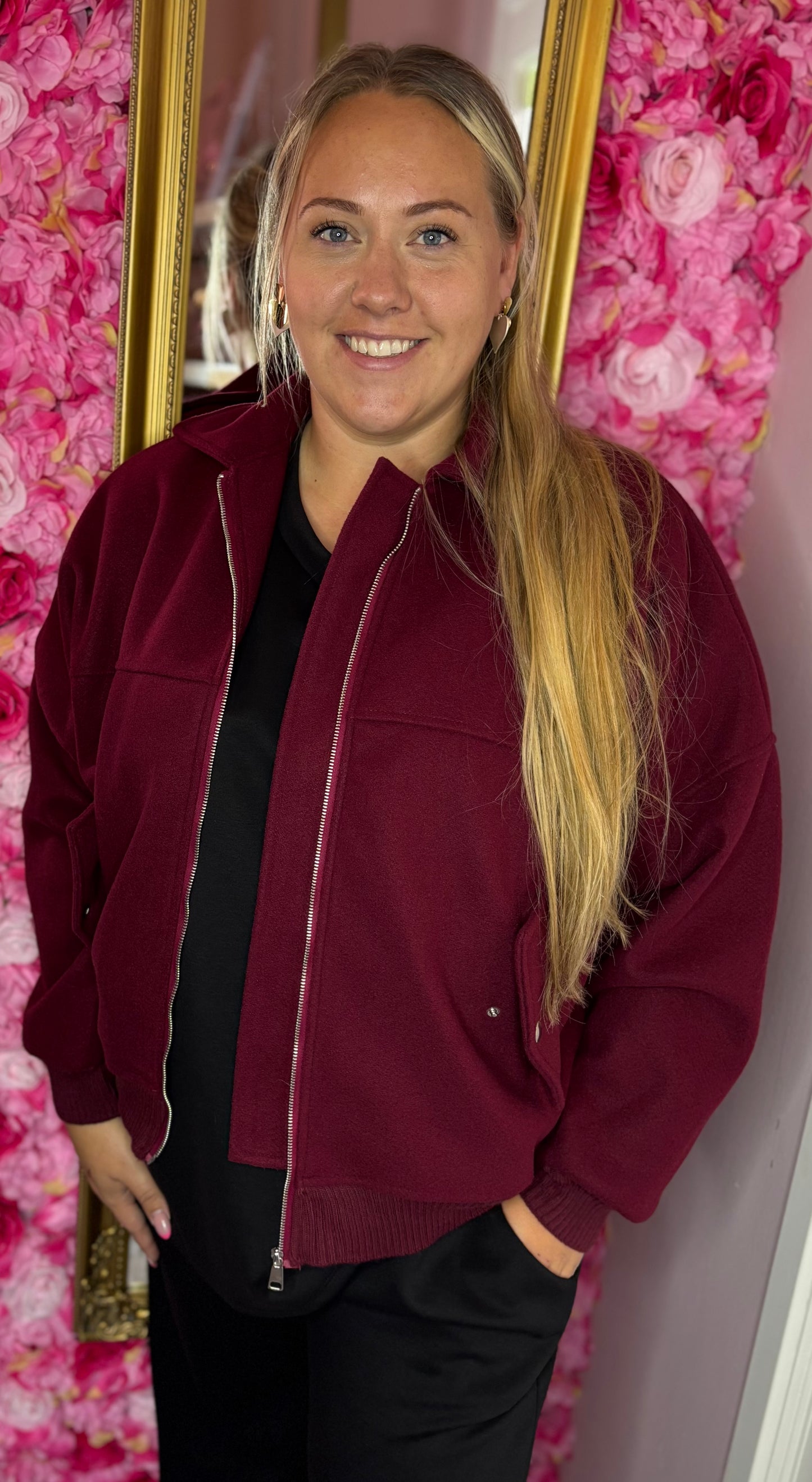 Bomber Jas Bordeaux Plus Size tot Maat 48 (dicht)