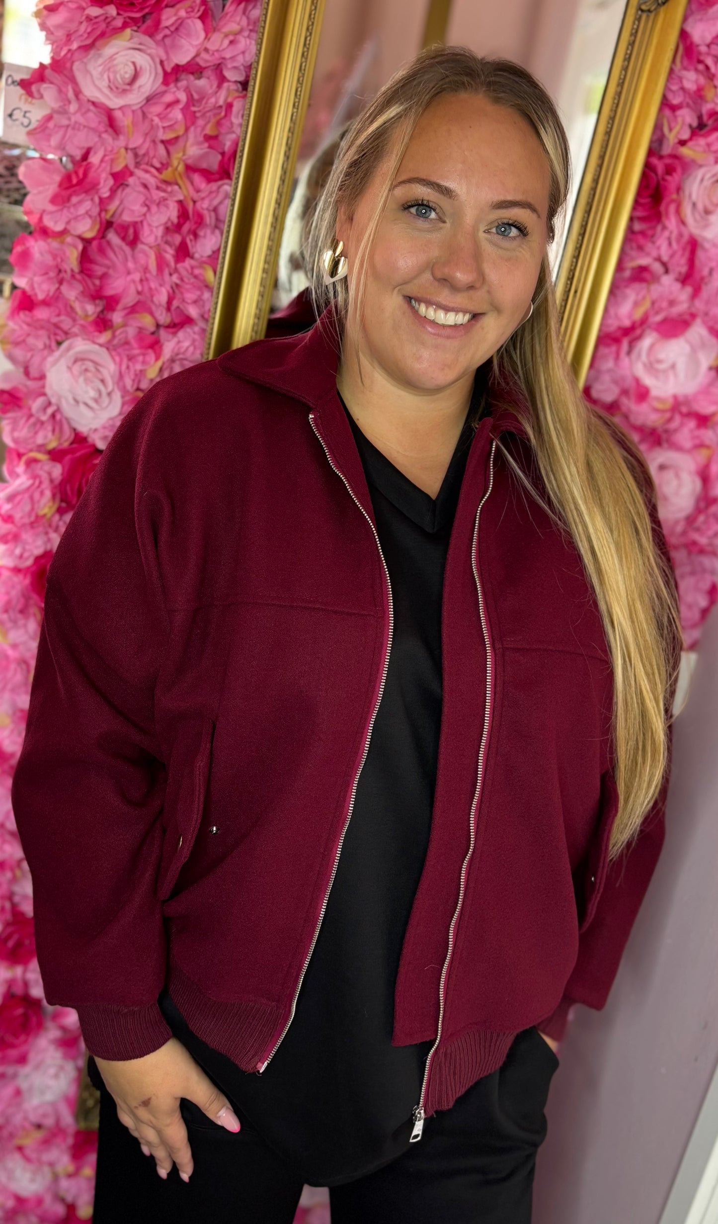 Bomber Jas Bordeaux Plus Size tot Maat 48 (dicht)