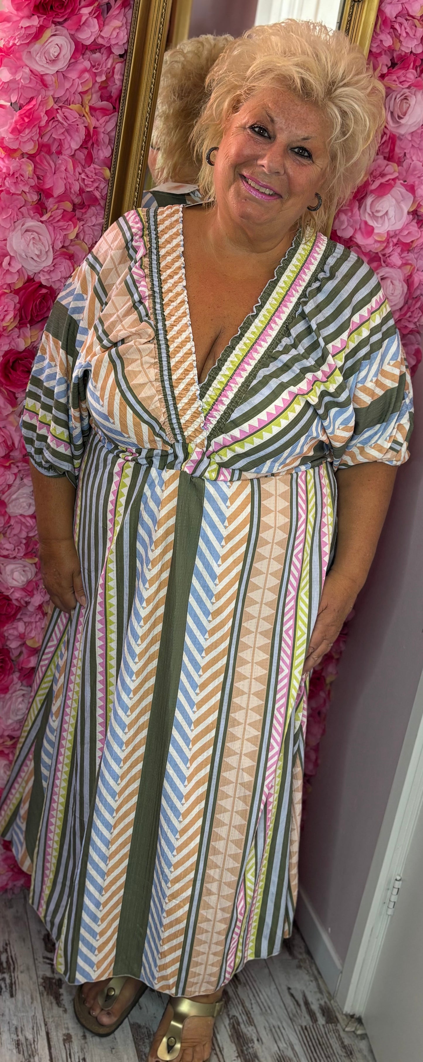 Lange Jurk La Mata Groen Plus Size Maat 48 t/m 52
