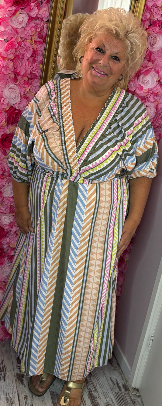 Lange Jurk La Mata Groen Plus Size Maat 48 t/m 52