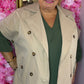 Gilet Cargo Long Beige Plus Size Maat 44 t/m 52
