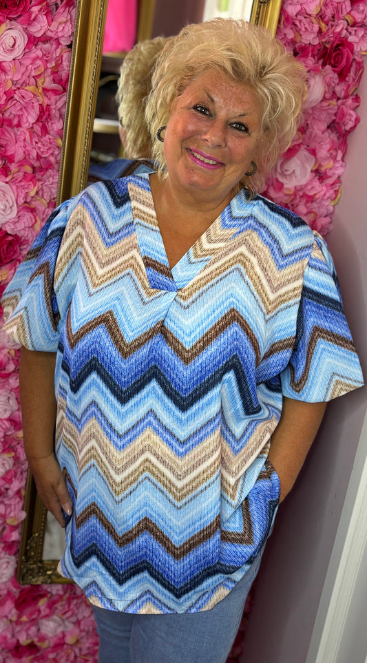Blouse Special Donker Blauw Plus Size maat 48 t/m 54