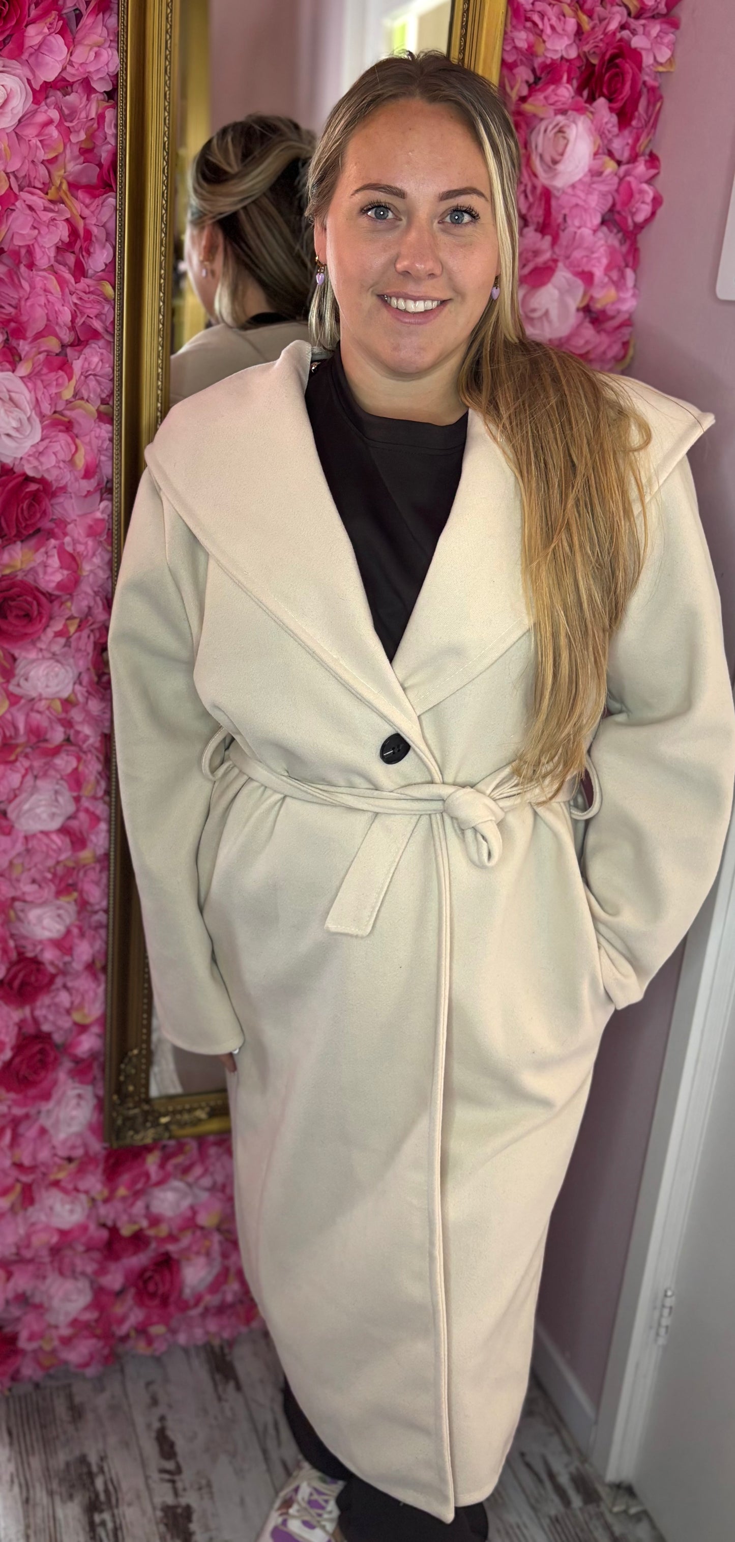 Trenchcoat met Capuchon Beige Plus Size Maat 44 t/m 52 (dicht)