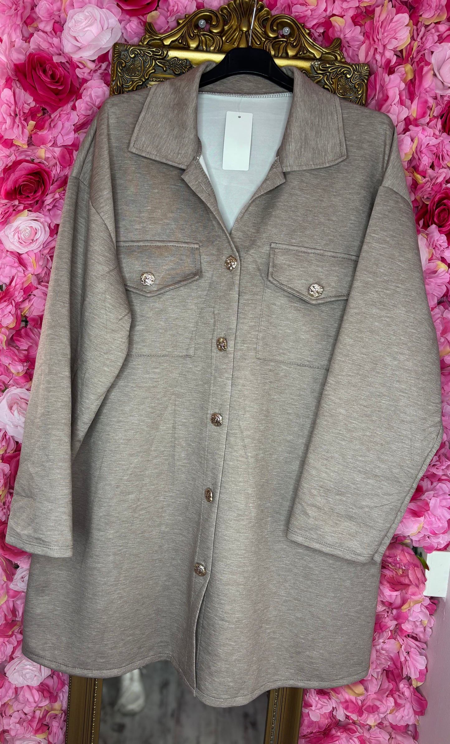 Blouse Comfy Beige/Taupe Plus Size maat 44 t/m 52 (dicht)